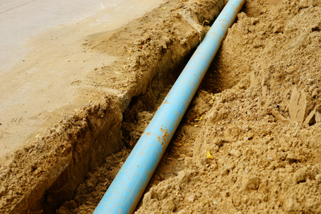 blue sewer line pipe