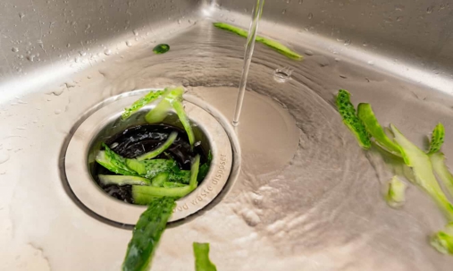 cucumber peels on a sink